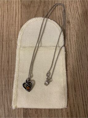 James Avery Citrine Gemstone Remembrance Heart Pendant w/ 18” Chain